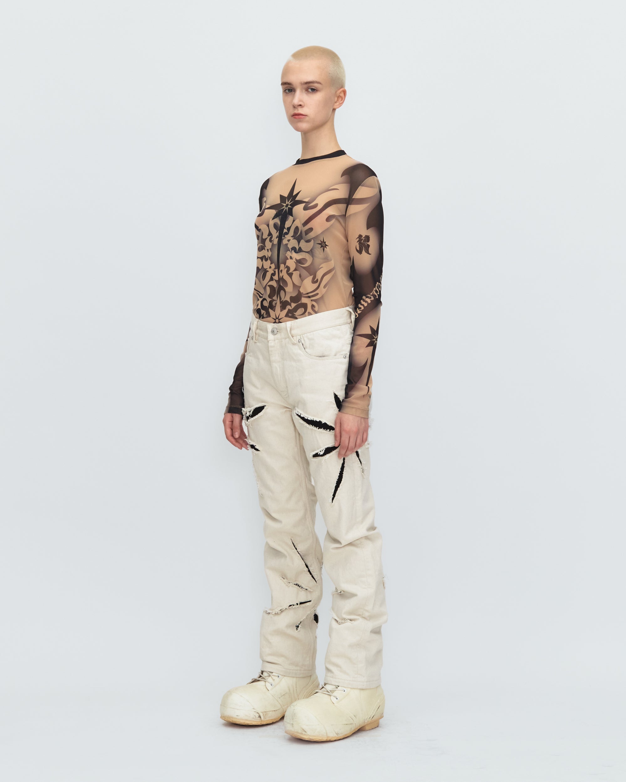 ORIGAMI CUT-OUT DENIM PANTS