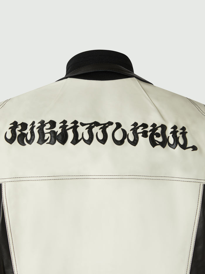LEATHER EMBROIDERED BIKER JACKET
