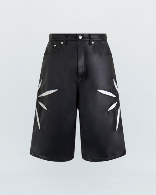 ORIGAMI CUT-OUT FAUX LEATHER SHORTS