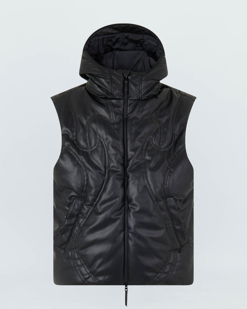 PADDED HELEMT FAUX LEATHER VEST